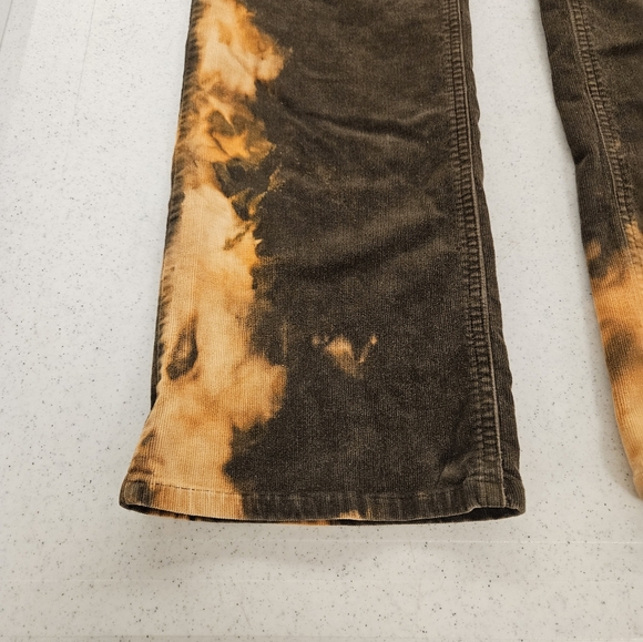 Upcycled Bleached Acid Wash Brown Corduroy Pants Size 10P - Picture 6 of 6
